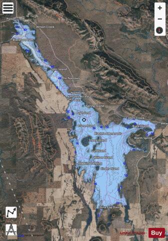 Blackfoot Reservoir depth contour Map - i-Boating App - Satellite