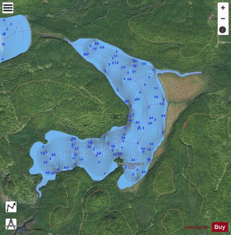 Fifth Musquacook Lake depth contour Map - i-Boating App - Satellite