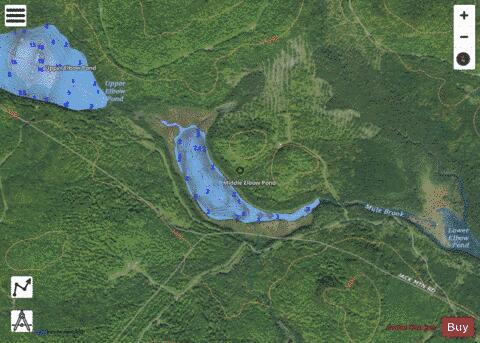 Middle Elbow Pond depth contour Map - i-Boating App - Satellite