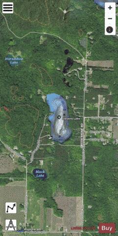 Stevens Lake depth contour Map - i-Boating App - Satellite