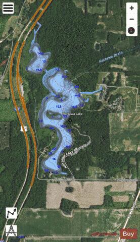 Nottawa Lake depth contour Map - i-Boating App - Satellite