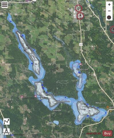 Walloon Lake depth contour Map - i-Boating App - Satellite