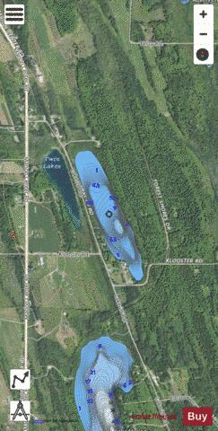 East Twin Lake depth contour Map - i-Boating App - Satellite