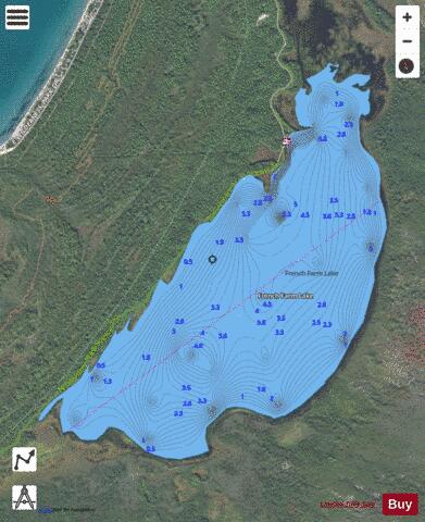 French Farm Lake depth contour Map - i-Boating App - Satellite