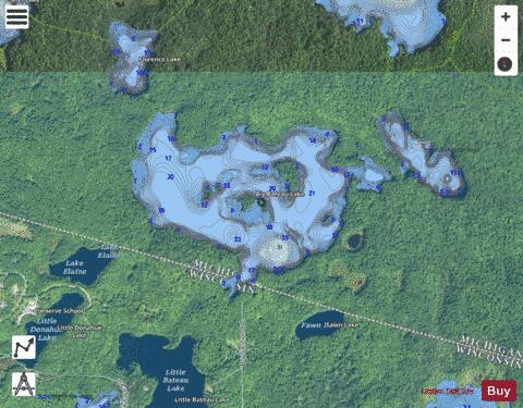 Big Bateau Lake depth contour Map - i-Boating App - Satellite