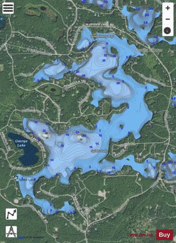 Spider Lake depth contour Map - i-Boating App - Satellite