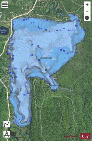 Au Train Lake depth contour Map - i-Boating App - Satellite