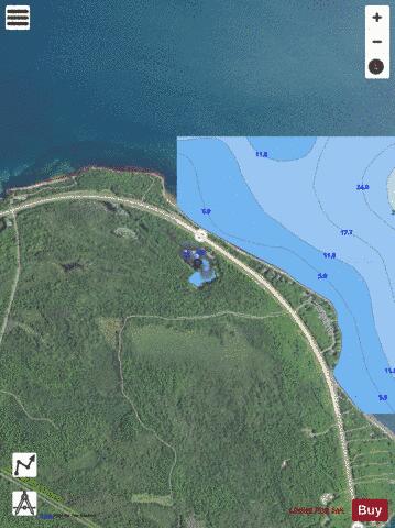 AuTrain Island Pond depth contour Map - i-Boating App - Satellite