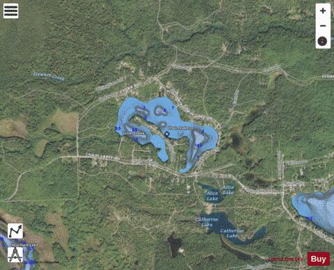 Chain Lakes (west) depth contour Map - i-Boating App - Satellite