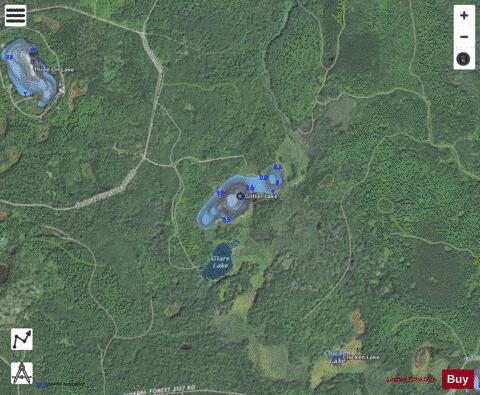 Glitter Lake depth contour Map - i-Boating App - Satellite