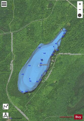 James Lake depth contour Map - i-Boating App - Satellite