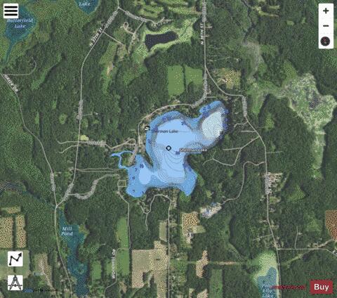 Sherman Lake depth contour Map - i-Boating App - Satellite