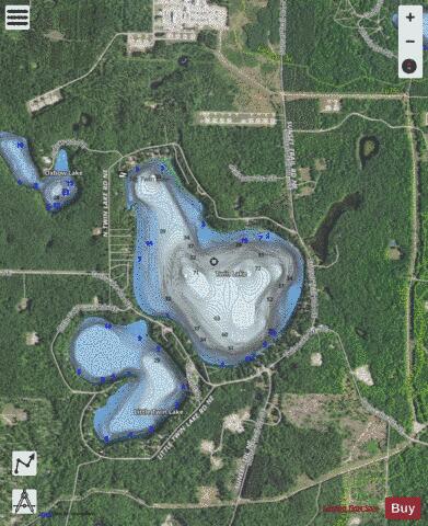 Twin Lake depth contour Map - i-Boating App - Satellite
