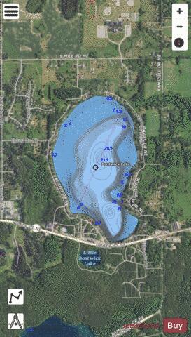 Bostwick Lake depth contour Map - i-Boating App - Satellite