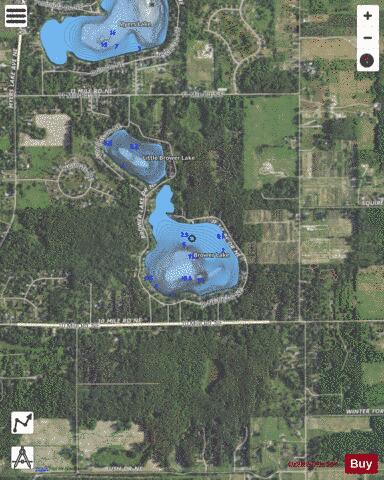 Brower Lake depth contour Map - i-Boating App - Satellite