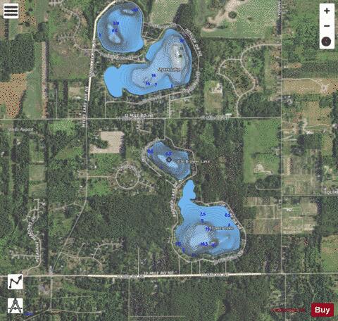 Little Brower Lake depth contour Map - i-Boating App - Satellite