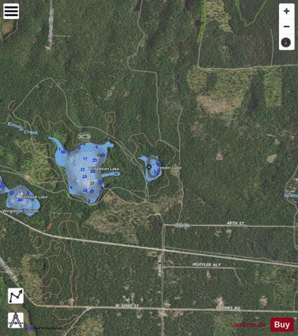 Feeder Lake depth contour Map - i-Boating App - Satellite