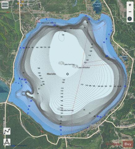 Glen Lake depth contour Map - i-Boating App - Satellite