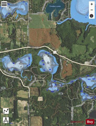 Allen Lake depth contour Map - i-Boating App - Satellite