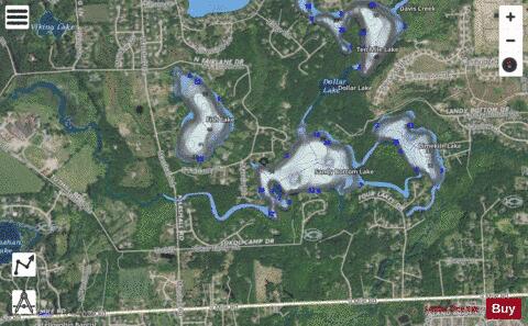 Sandy Bottom Lake depth contour Map - i-Boating App - Satellite