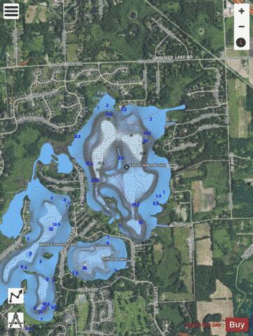 East Crooked Lake depth contour Map - i-Boating App - Satellite