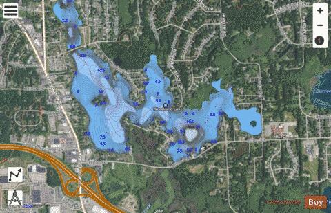 Woodland Lake depth contour Map - i-Boating App - Satellite