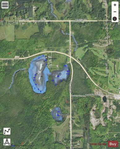 Twin Lake, East depth contour Map - i-Boating App - Satellite