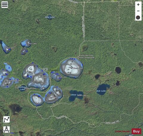 Pretty Lake depth contour Map - i-Boating App - Satellite