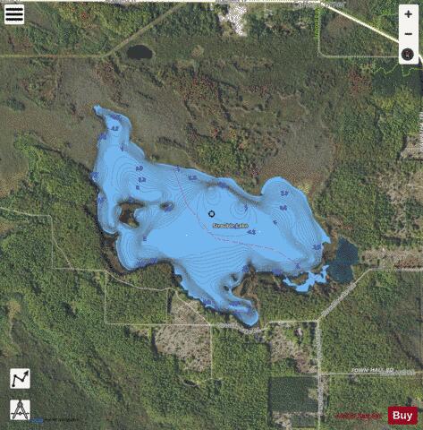 Strouble Lake depth contour Map - i-Boating App - Satellite