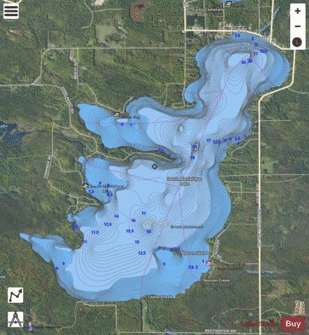South Manistique Lake depth contour Map - i-Boating App - Satellite