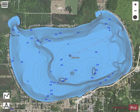 Bear Lake depth contour Map - i-Boating App - Satellite