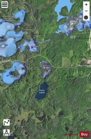 Twin Lake (north) depth contour Map - i-Boating App - Satellite