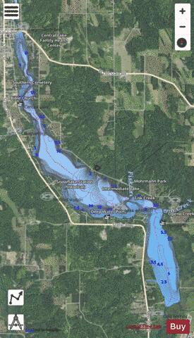 Intermediate Lake depth contour Map - i-Boating App - Satellite