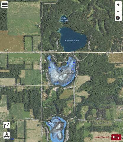 Baptist Lake depth contour Map - i-Boating App - Satellite
