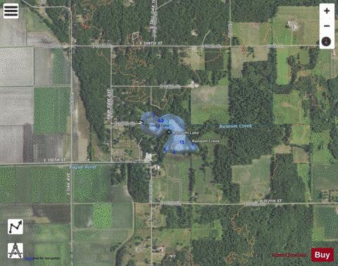 Ransom Lake depth contour Map - i-Boating App - Satellite