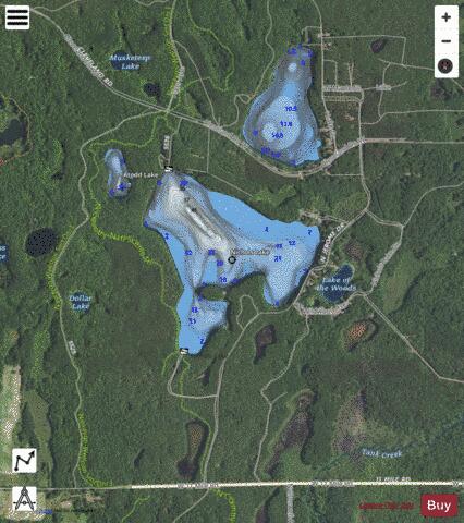 Nichols Lake depth contour Map - i-Boating App - Satellite