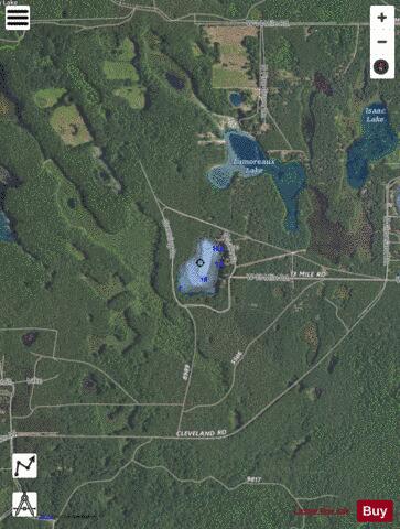 Greening Lake depth contour Map - i-Boating App - Satellite