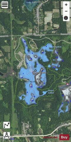 Big Seven Lake depth contour Map - i-Boating App - Satellite