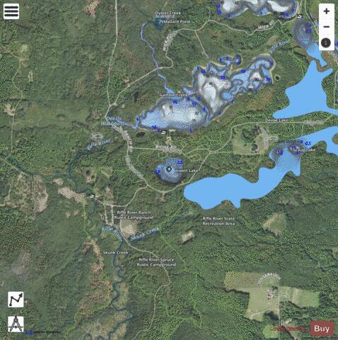 Jewett Lake depth contour Map - i-Boating App - Satellite