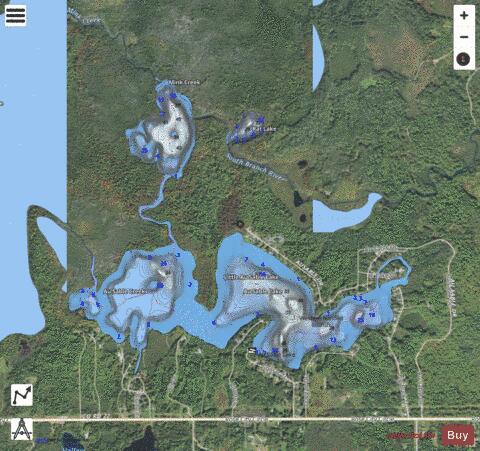 Au Sable Lake depth contour Map - i-Boating App - Satellite