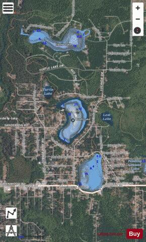 Bush Lake depth contour Map - i-Boating App - Satellite