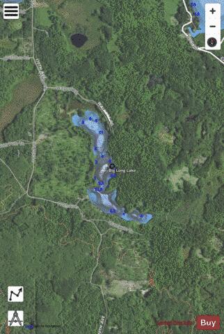Big Long Lake depth contour Map - i-Boating App - Satellite