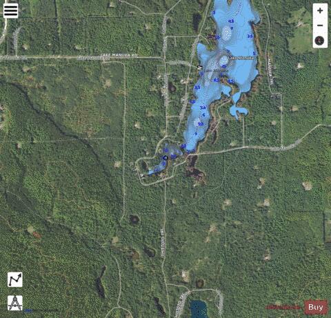 Lake Manuka depth contour Map - i-Boating App - Satellite