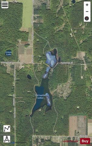 Porcupine Lake #3 depth contour Map - i-Boating App - Satellite