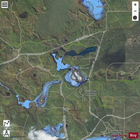 Shoepac Lake depth contour Map - i-Boating App - Satellite