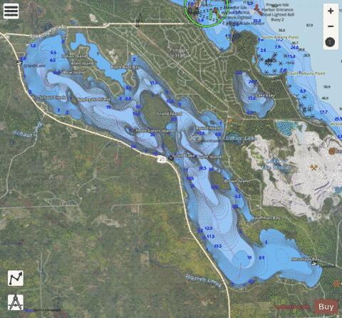 Grand Lake depth contour Map - i-Boating App - Satellite