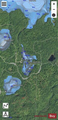 Three Island Lake depth contour Map - i-Boating App - Satellite