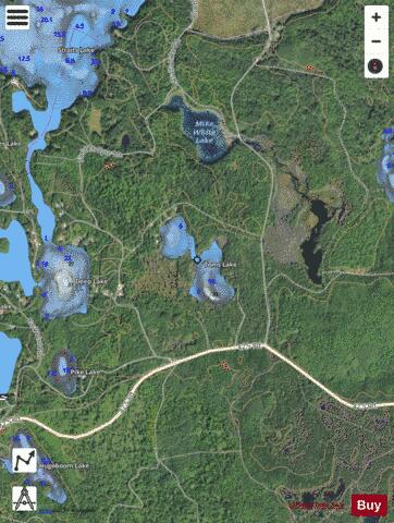 Toms Lake depth contour Map - i-Boating App - Satellite