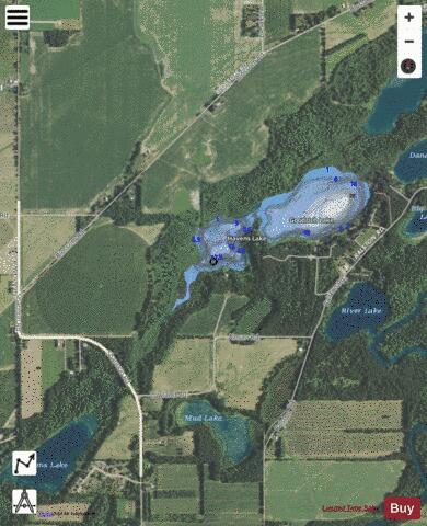 Havens Lake depth contour Map - i-Boating App - Satellite