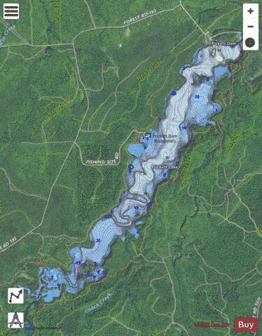 Prickett Lake depth contour Map - i-Boating App - Satellite